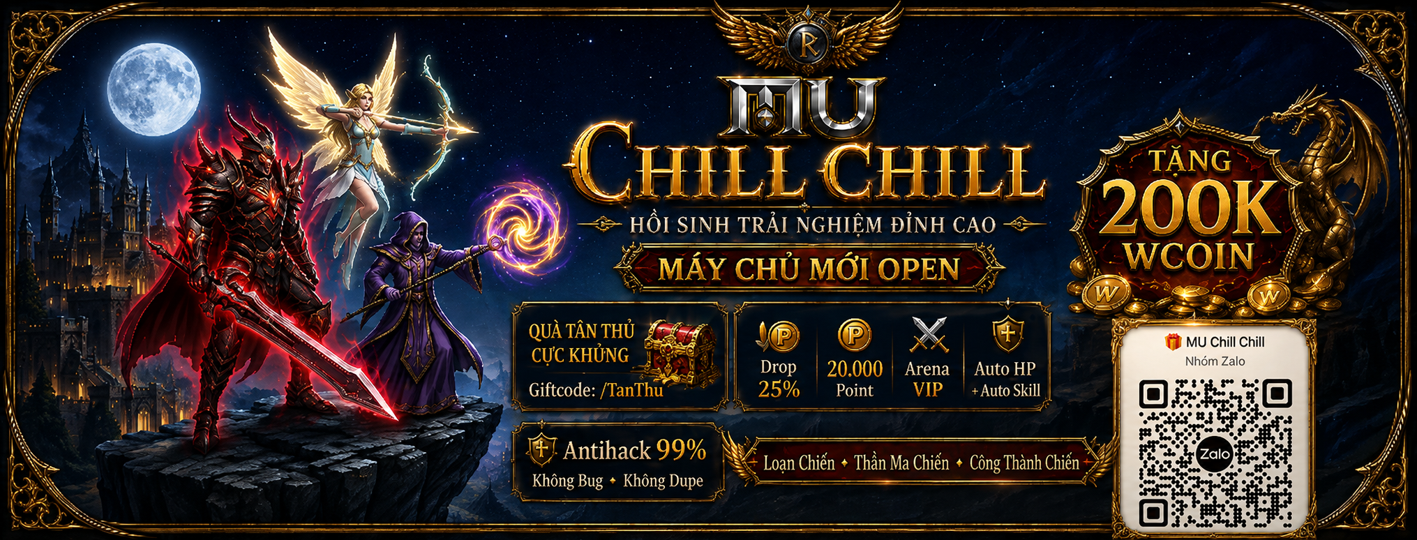 Banner cộng đồng MU Chill Chill và mã QR nhóm Zalo